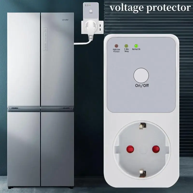 

Automatic Voltage Protector Socket Switcher 220V Power Surge Safe Protector EU Plug Socket Voltage Safe Refrigerator
