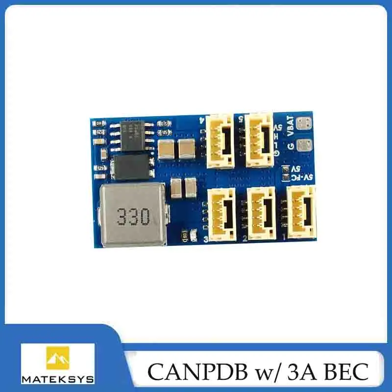 Фото MATEK Mateksys CANPDB с 3A BEC и разветвителем JST-GH, входное напряжение 6В-70В, 2S-16S, интегрированная плата расширения для H743 FPV Fixed-Wing №1