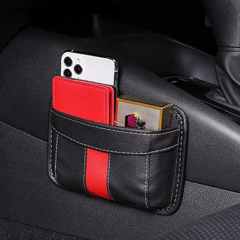 

Car Storage Pocket Seat Side/Back PU Organizer for Small Stuff Storage Box for Phone Key Card Glasses Auto Stowing Tidying