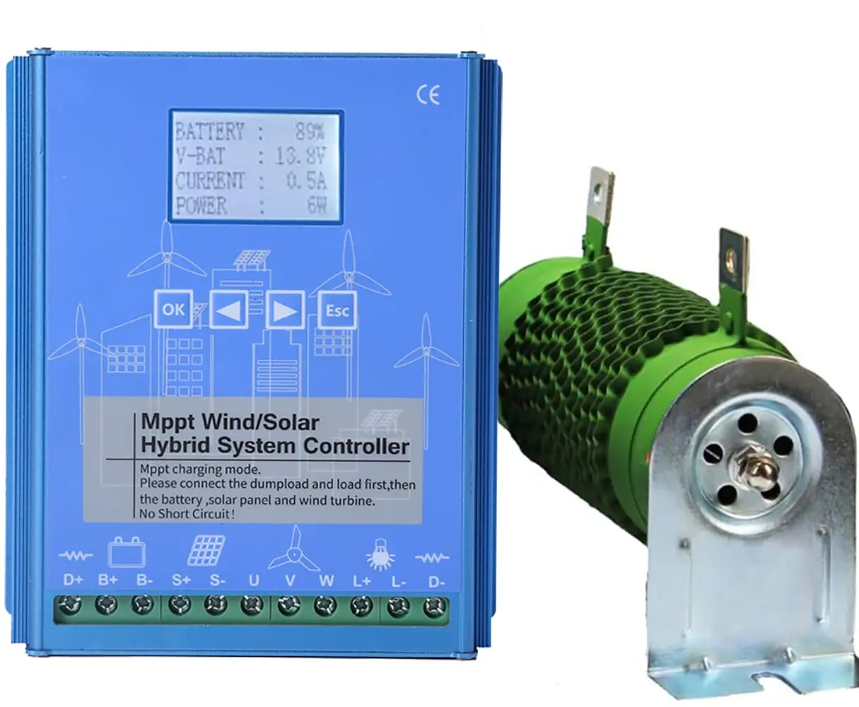 

1600W Wind Solar Hybrid Charge Controller with Dump Load for Max 1000W Turbine Generator 600W PV Panel 12V 24V GEL Battery