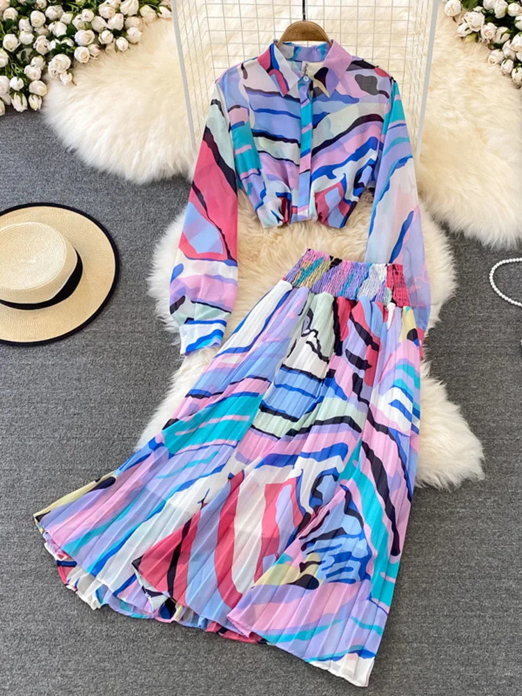 Новинка весна-осень Повседневный модный костюм женская шифоновая рубашка с