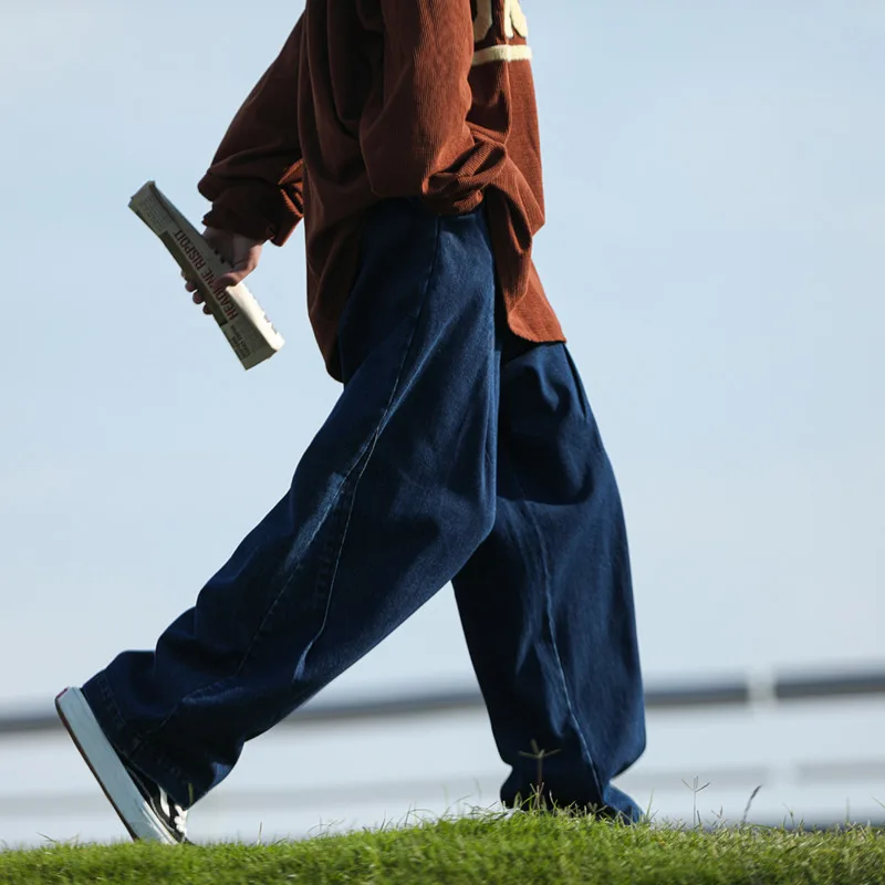 Blue/Black Baggy Jeans Men Fashion Casual Oversized Wide Leg Jeans Men Streetwear Hip Hop Straight Denim Pants Mens Trousers