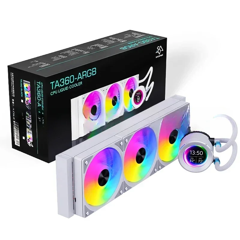 Черный жидкостный охладитель процессор 360 мм Aio водяной PWM ARGB AM4 AM5 LGA1700 три