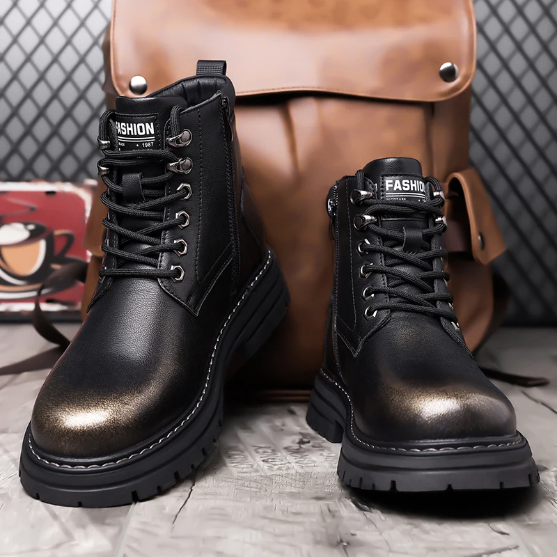 Мужские зимние ботинки из натуральной кожи