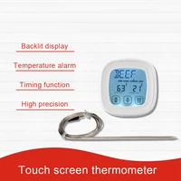 digital meat thermometer for oven bbq grill kitchen food smoker cooking backlight touchscree with timer alarm a waterproof probe