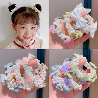 childrens pearl hair ring head rope tied ball head rubber band bow hair accessories girls baby headwear