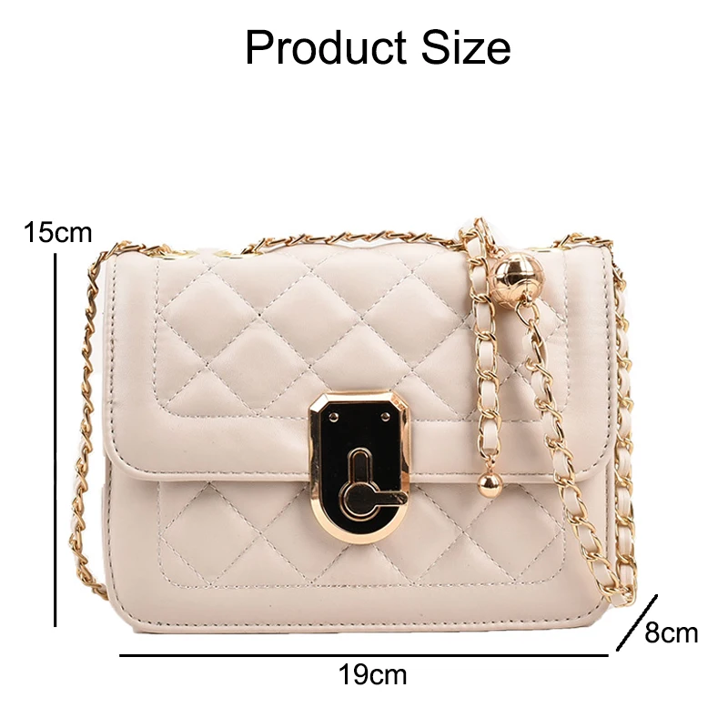 New Luxury Designer Shoulder Bag for Women Pu Leather Crossbody Bag Female Bags Fashion Ladies Chain Plaid Messenger Handbags