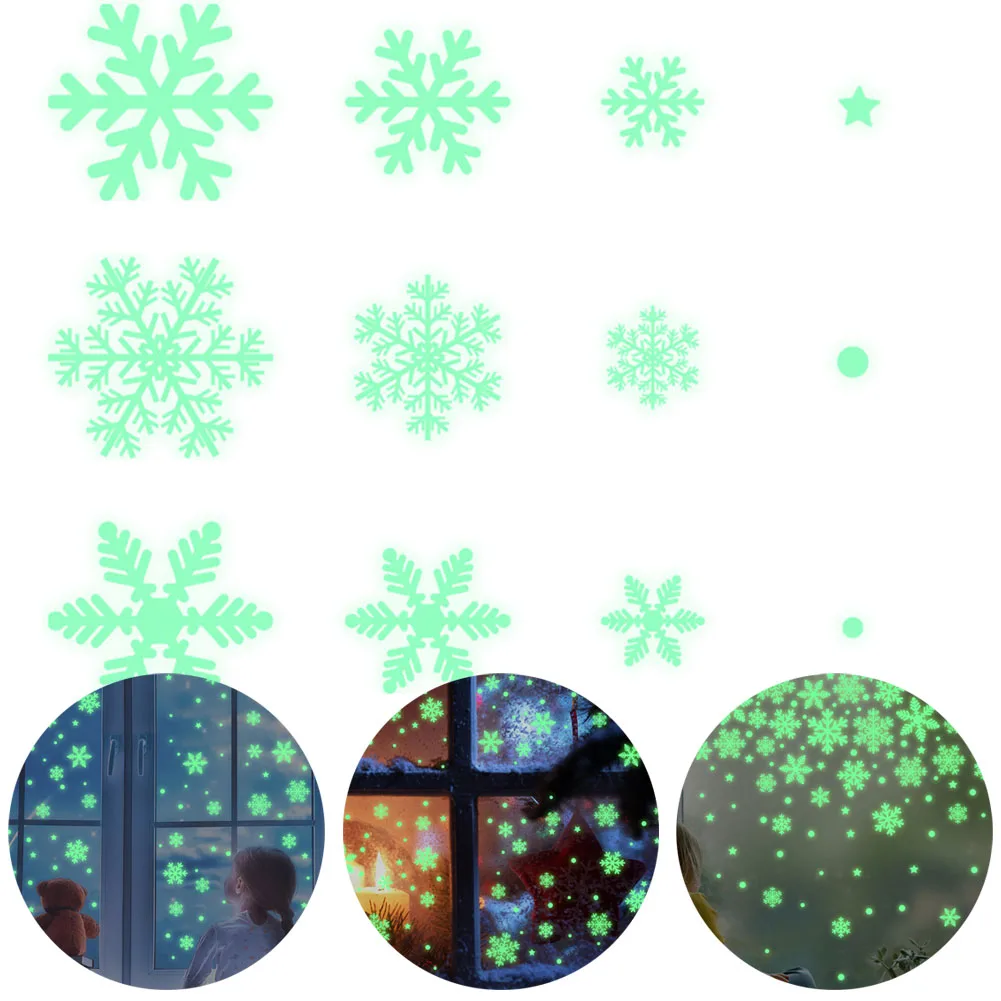 

Christmas Snowflake Sticker Ornament Electrostatic Fluorescent Snowflake Wall Stickers Christmas Decoration 2023 Home Decor