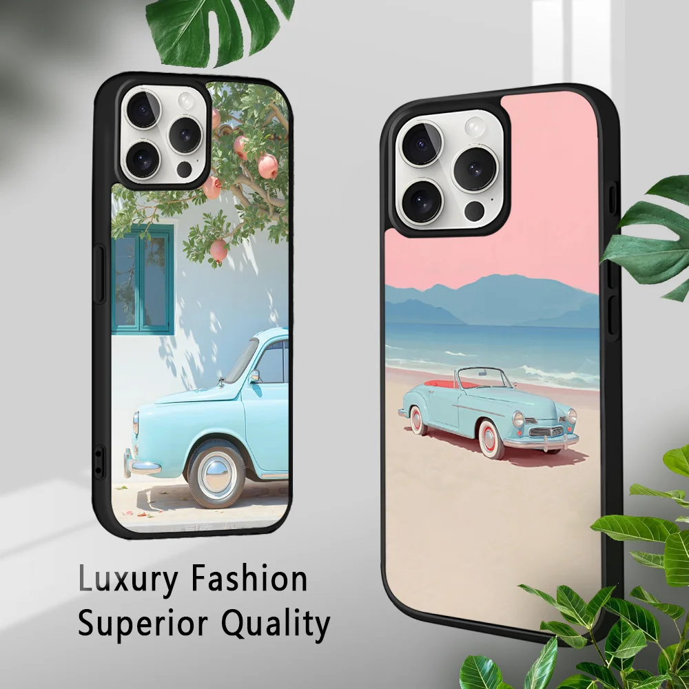 Винтажный автомобильный чехол для телефона A-AIGC iPhone 16 15 14 13 12 11 Pro Xs Max Mini Plus Celulares Hard