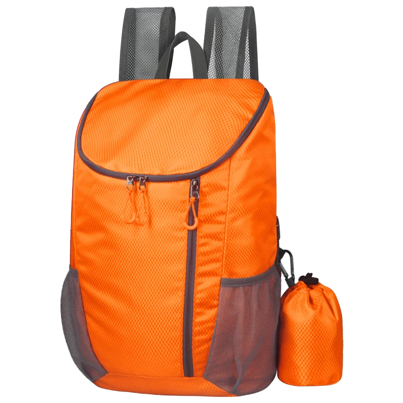 

Orange Men Women Portable Foldable Collapsible Sports Bag Waterproof Outdoor Mountaineering Travel Backpack Student Schoolbag