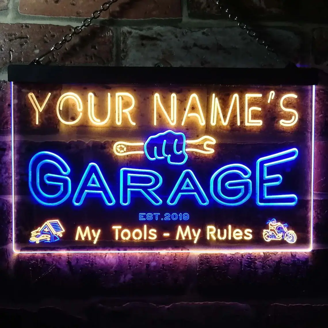 Personalized Garage Man Cave Deco Home Bar Tri-Color LED Neon Light Sign, a Unique 3D Engraved Art Decor Customize Name Man Cave