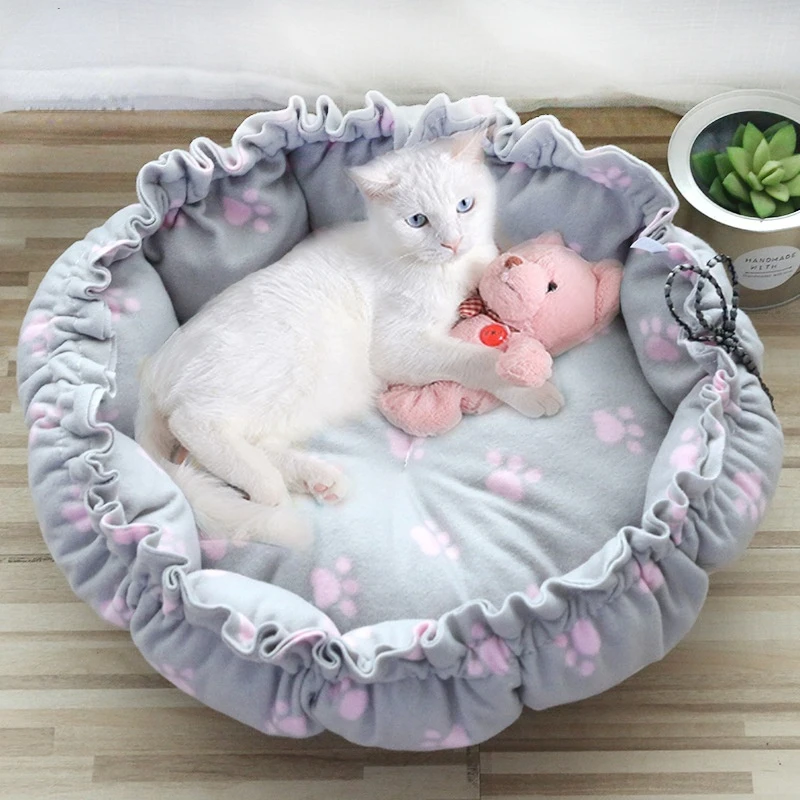 

Super Soft Cat Bed Adjustable Pumpkin Comfortable Touch Cats Mat Pet Sleeping Basket Round Fluffy Lightweight Warm Kennel Dogs