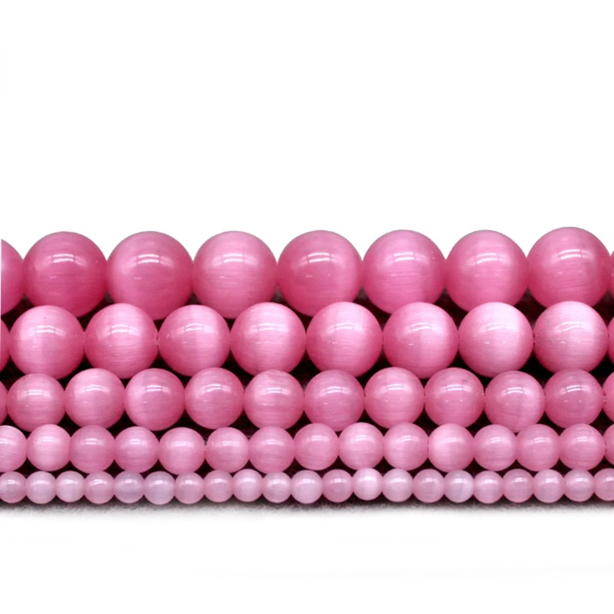 

6 8 10 12 14mm Round Pink Cats Eye Stone Loose Beads Semi-finished DIY Accessories Decorated Bracelet Female Earrings Necklace