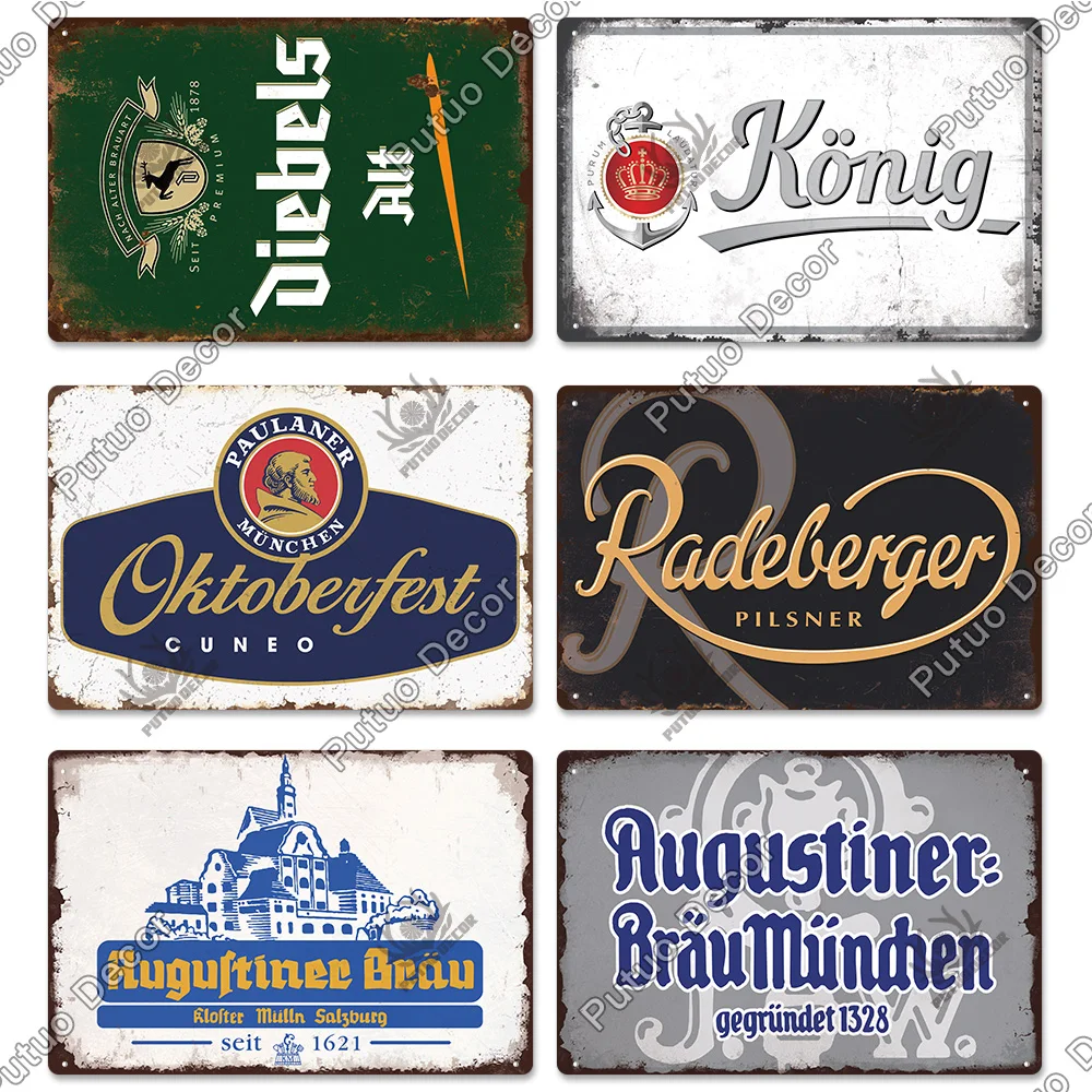 putuo decor germany beer brand metal sign plaque metal vintage tin sign for bar pub man cave kitchen club bar wall home decor free global shipping