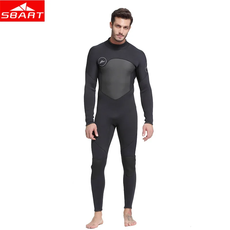 Sbart Premium Neoprene 3mm Wetsuit Men Diving Suit Back Zip Long Sleeve Keep Warm One Piece Swimsuit Snorkeling Scuba Dive Suit