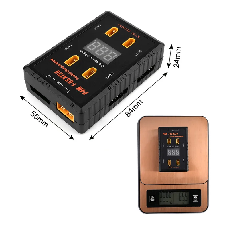 New P4 1-6S XT30 / P4M 1-6S XT60 Plug Charging Board Support 40A Input 4 Channels Output Parallel Charging Board for Rc Battery