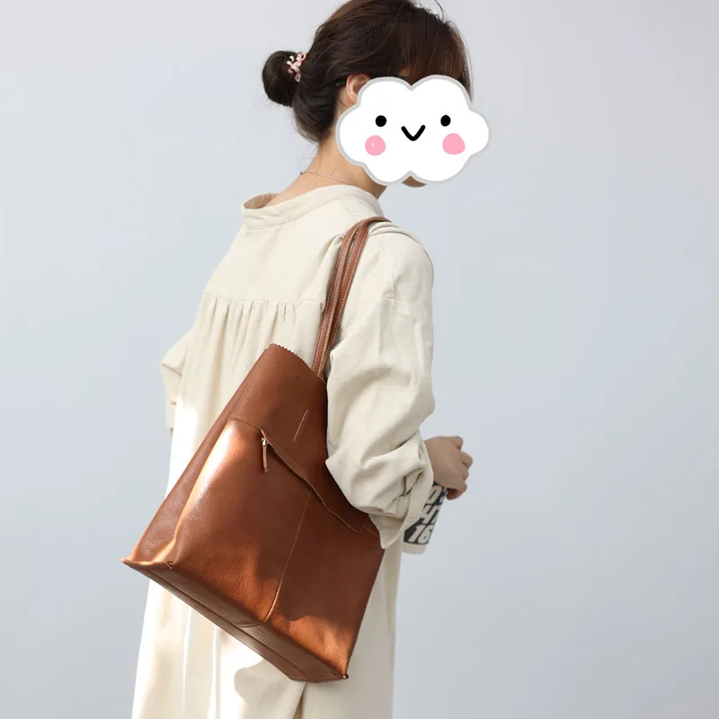 Женская сумка-тоут из натуральной кожи практичная вместительная сумочка на