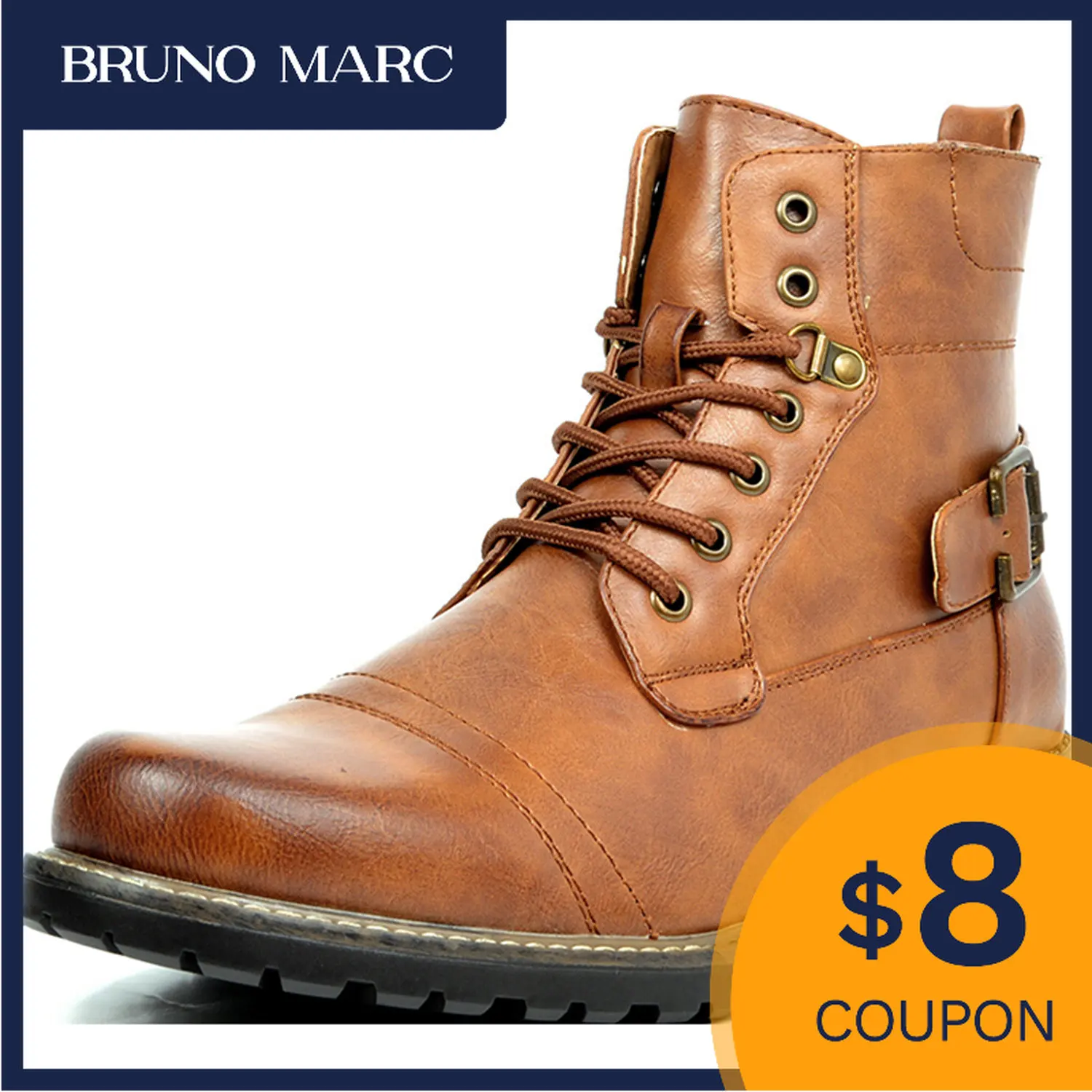 Bruno Marc Male Oxford Business Boot Motorcycle Round Toe Autumn Winter Men Ankle Boots Casual PU Leather Shoes Chelsea Cowboy