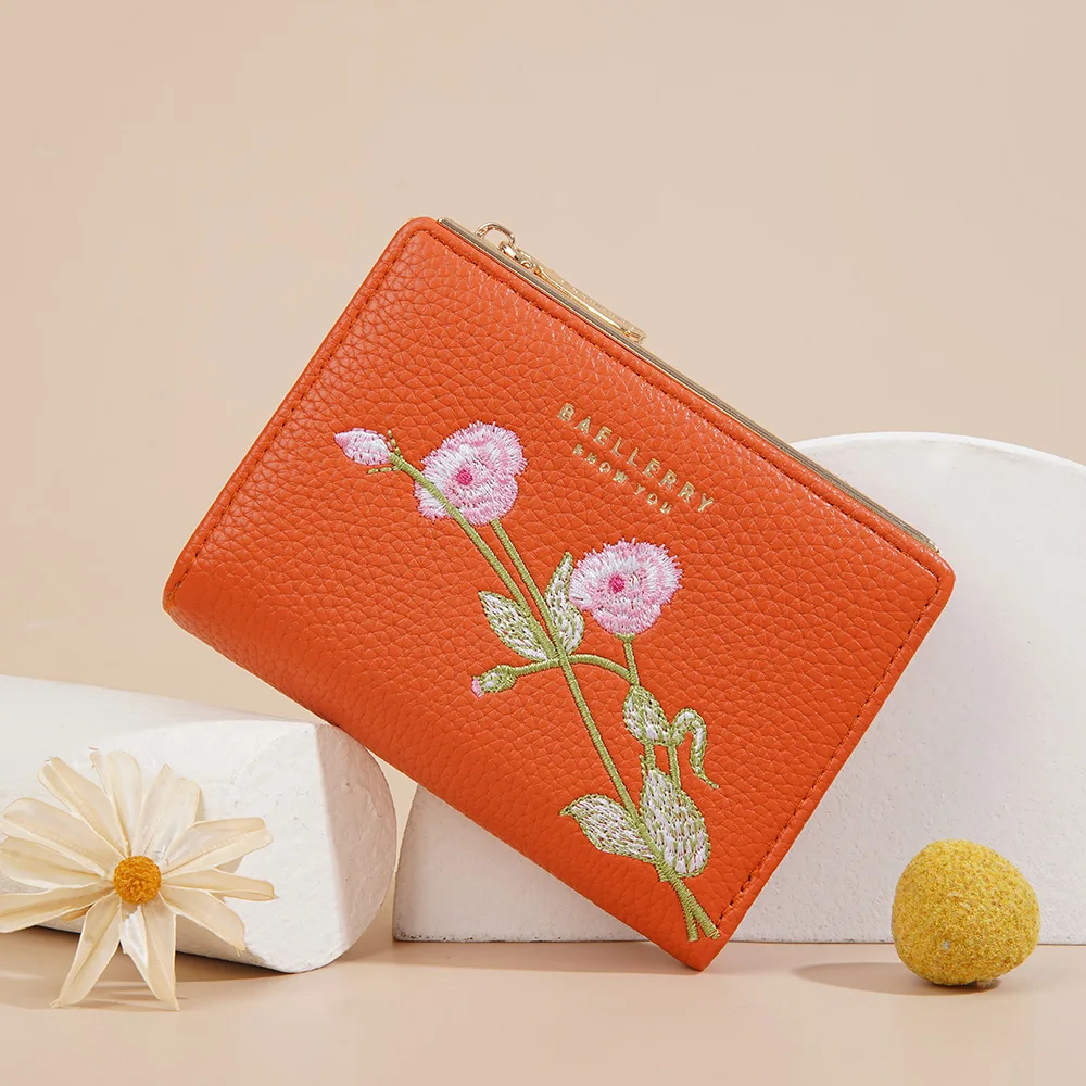 Модные мини-кошельки с цветами для женщин кошелек на молнии тонкий двойной