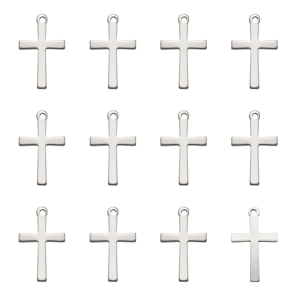 20 шт. подвески-крестики серебряного цвета подвески из нержавеющей стали для