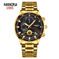nibosi 2022 mens watches top brand luxury quartz watch men gold reloj hombre chronograph sport wristwatch man relogio masculino