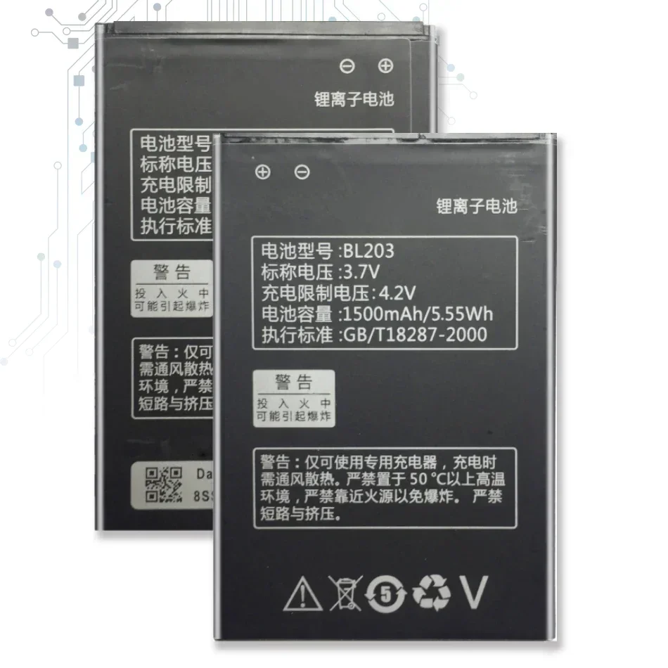 BL203 для Lenovo A278T A278 A365E A308T A369 A66 A318T A385E A309 Аккумулятор сотового телефона 1500 мАч