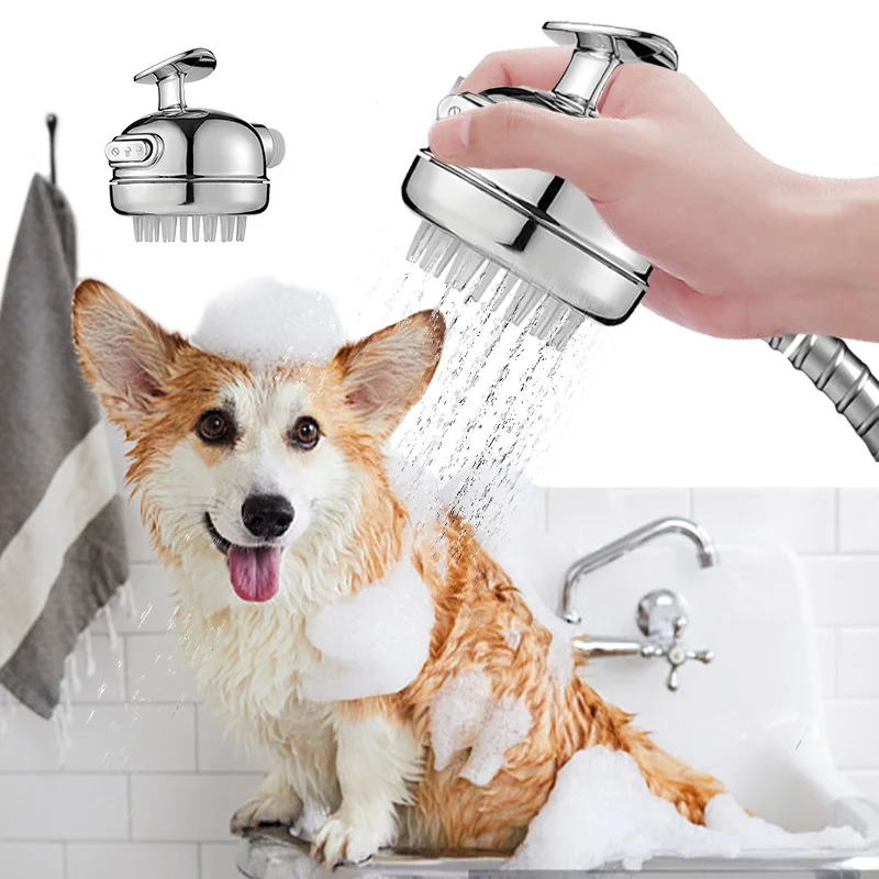 

Anti Clog Pet Shower Head Extra Long High Pressure Cat Shower Head With Handheld Massage Soft Brush 2 Modes For Cat Dog Clean