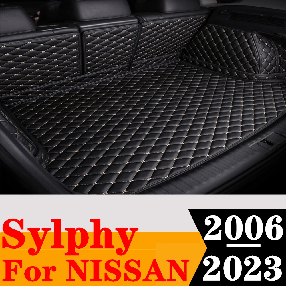 

Sinjayer Waterproof Highly Covered Car Trunk Mat Tail Boot Pad Carpet High Side Rear Cargo Liner For NISSAN Sylphy 2006 07-2023