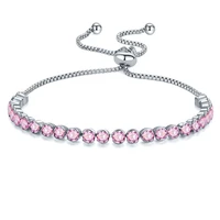 2022 new fashion cute pink color round zircon tennis bracelet for women elegant friendship bracelets gift for party best friend