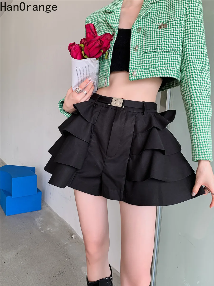 

HanOrange 2022 весна осень ретро современный Хаундстут клетчатый укороченный пиджак женский короткий пиджак