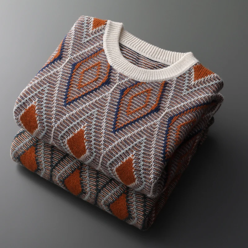 

New O-neck Men's Cashmere Wool Sweater Long-sleeved Knitting Casual Comfortable Pullover Wool Sweater Spring And Autumn Coat Men