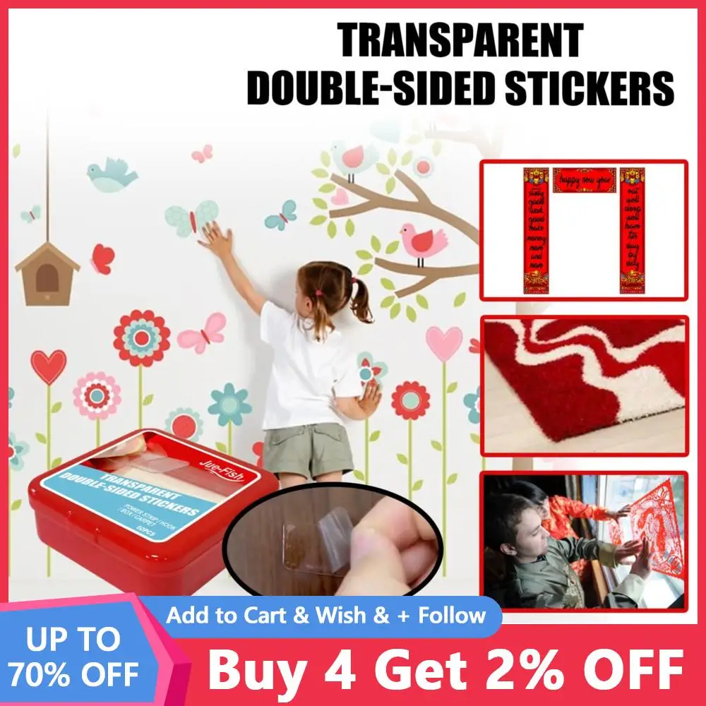 

60 шт. прозрачные водонепроницаемые Многоразовые клейкие настенные наклейки без следов для ванной комнаты двусторонние клейкие ленты без с...