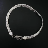 linjing 925 sterling silver bracelet 6mm 20cm flat side chain lobster clasp for woman man wedding engagement jewelry gift