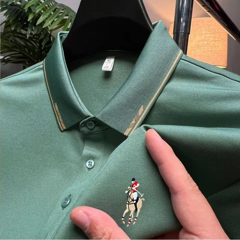 Golf Apparel Men's New Embroidered Polo Shirt Summer Slim Fit Business Short Sleeve T-shirt Casual Ice Polo Shirt Top