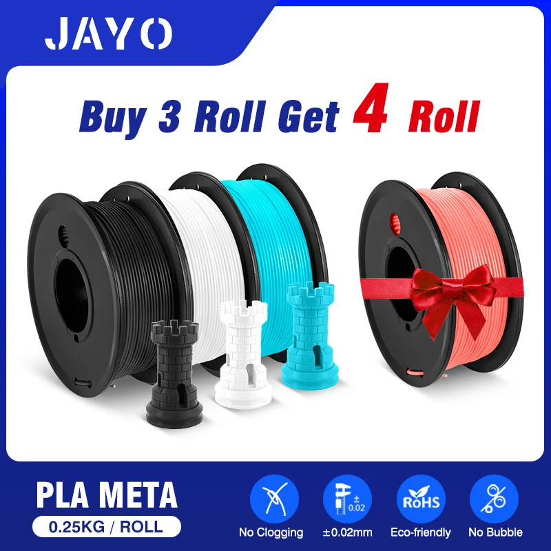 

JAYO PLA Meta/PLA Filament 3D Printer Mini 0.25KG Spool 3Rolls 1.75MM High Toughness and Good Liquidity 3D Printing Material