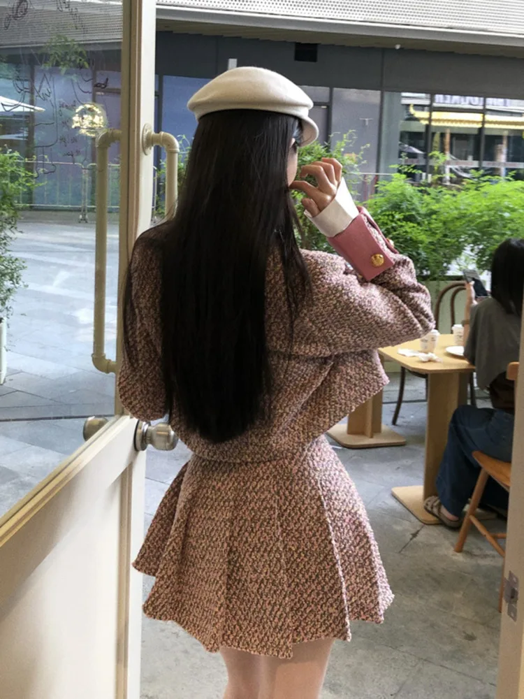 Высококачественная французская твидовая зимняя одежда женский комплект из двух