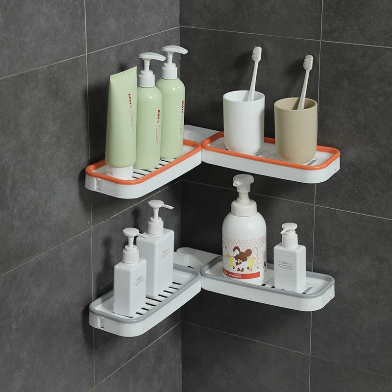 

Punch-free Bathroom Revolving Rack Wall-mounted Toilet Washstand Kitchen Wall Storage Rack 180 Degree Rotating Storage Rack