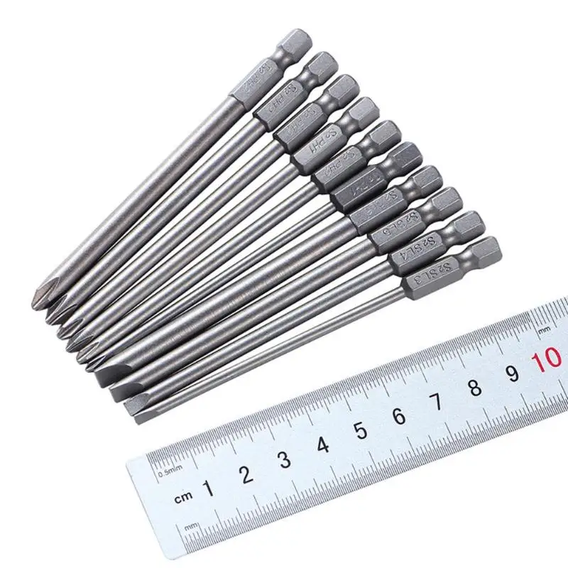 Promotion! 10Pcs/Set 100Mm Alloy Steel S2 Slotted Phillips Screwdriver Bits Straight Cross Head Batches Set |