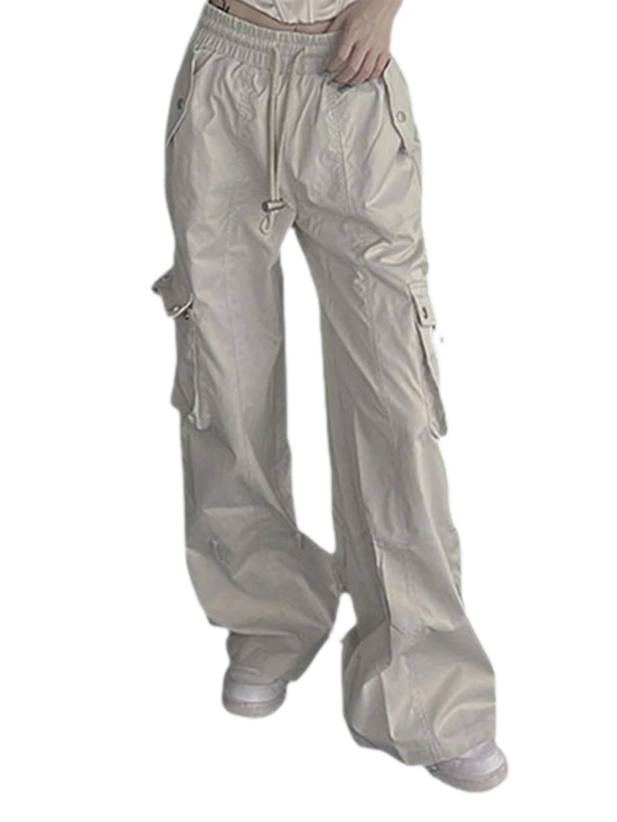

Women Baggy Cargo Pants Low Waist Wide Leg Sweatpants Casual Drawstring Loose Pocket Joggers Trousers