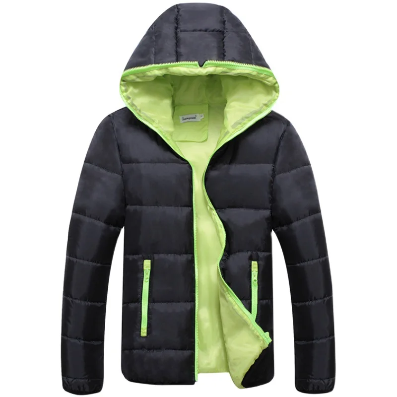 Fashion 2022 Men's Hooded Jacket Thickened Winter Leisure Solid Color Zippered Cotton-padded Coat Youth Winter Jacket Men