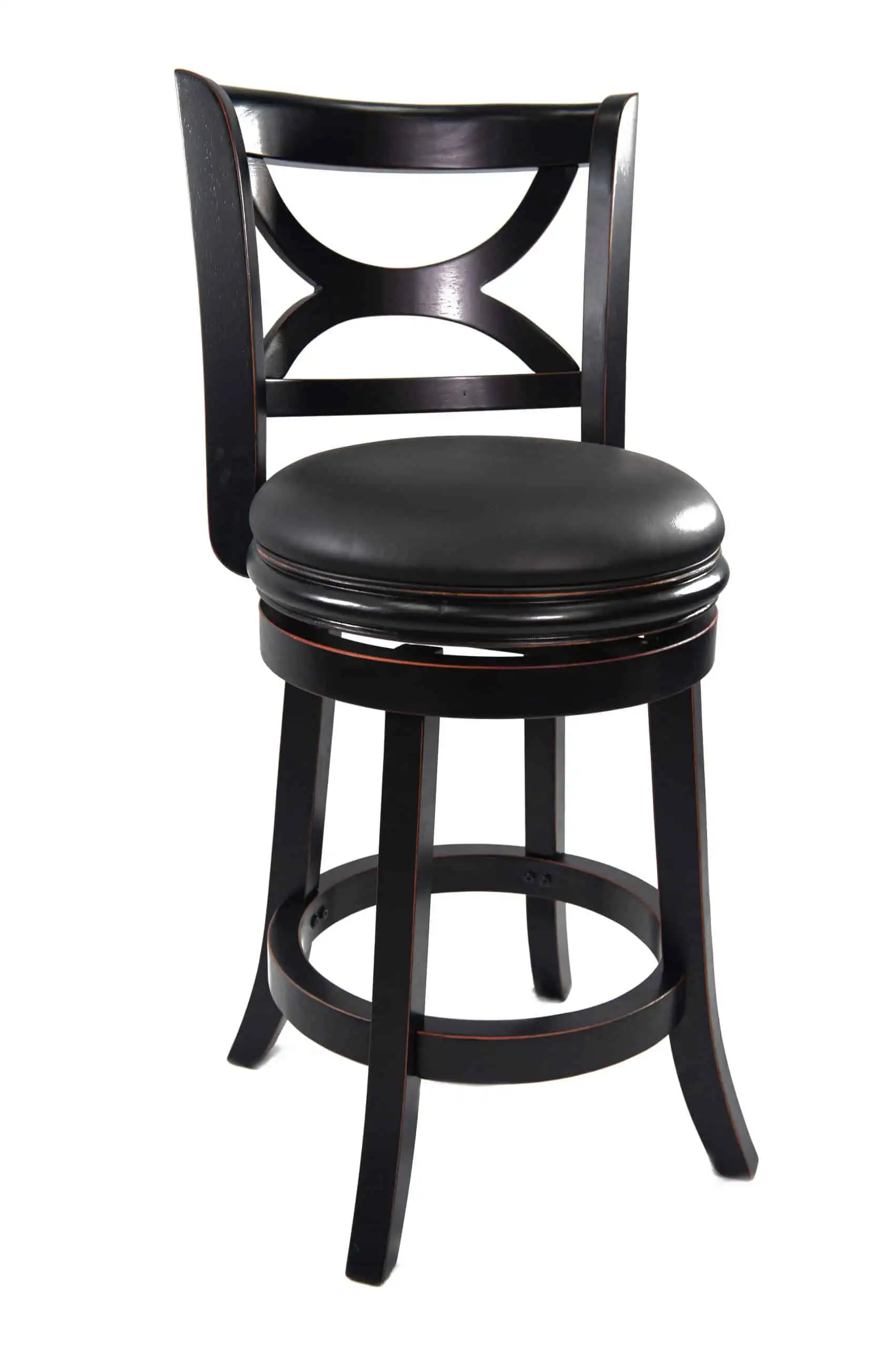 Counter Height High Back Swivel Wood Counter Stool, Black Sa