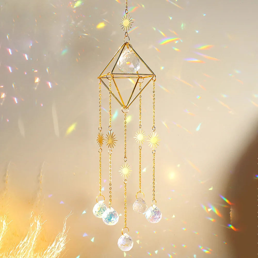 

New style natural crushed stone air crystal wind chime pendant minimalist lighting ball pendant pendant