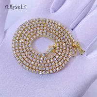 brass 16 24 inch tennis necklace pave full shiny 2 mm zircon choker chain jewelry for womenmen