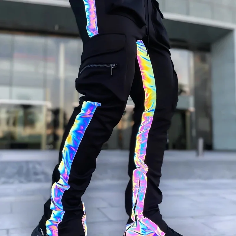 

Mens Fashion Casual Streetwear Jogger Cargo Pant Harem Pants Male Pantalon Homme Man Reflective Alt Techwear Trouser Clothes