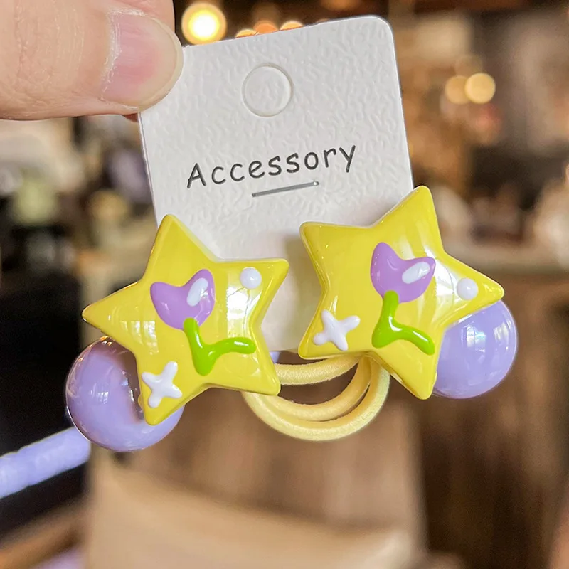 2 шт. Детские эластичные ленты для волос в форме звезд