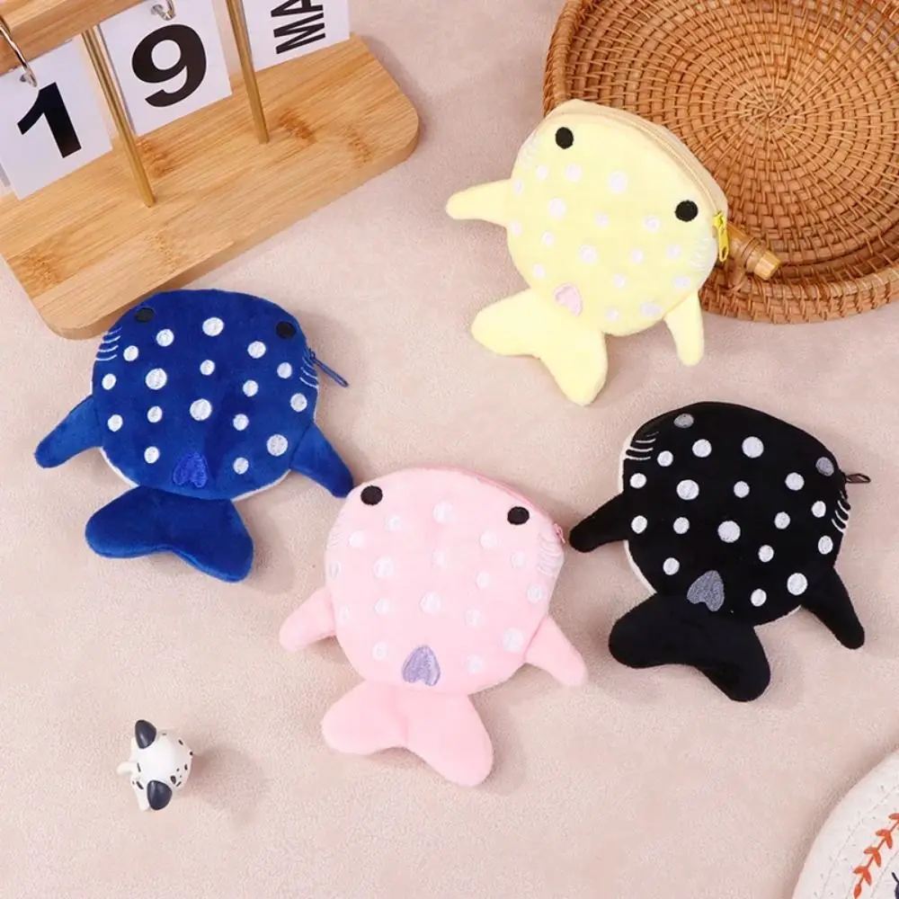 Кошелек для монет с изображением акулы кита плюшевый кошелек на молнии животных