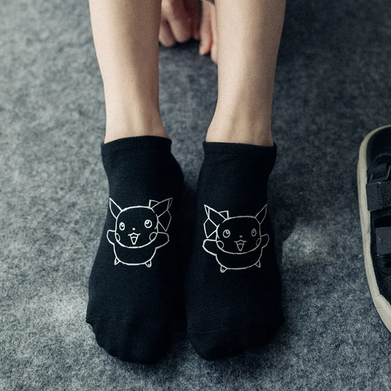 Новые хлопковые носки с аниме персонажами Покемон Пикачу спортивные в японском и