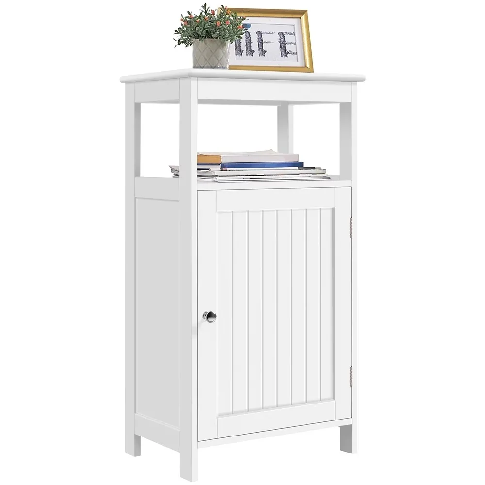 

SMILE MART 4-Tier Wooden Bathroom Floor Cabinet for Bathroom Kitchen Hallway, White