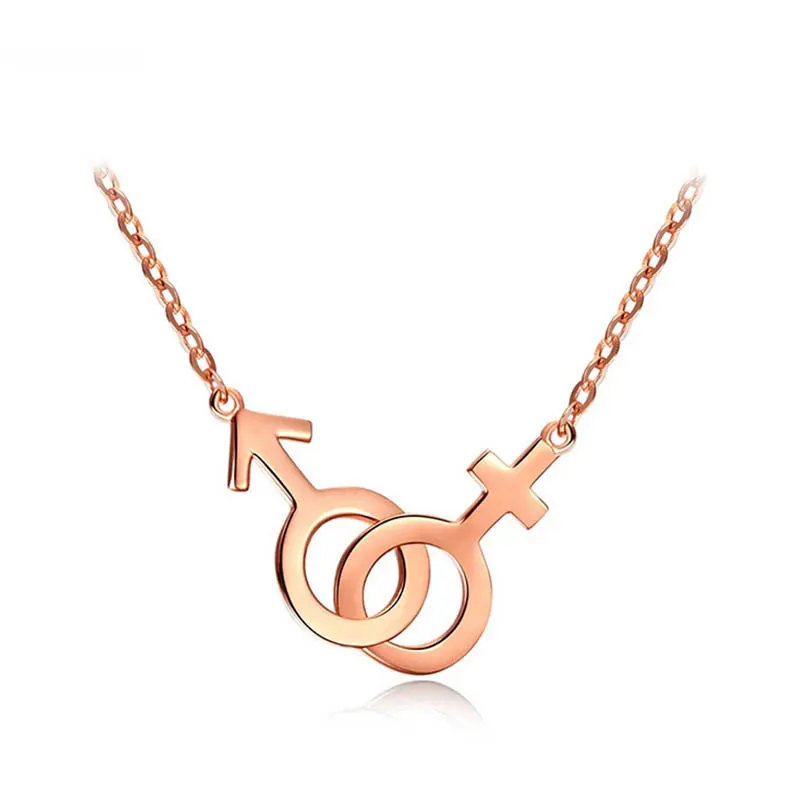 

Women 18K Solid Gold Charm Pendant Necklace Trendy Male Female Symbol 18 Carat Real True Genuine Gold AU750 Necklace