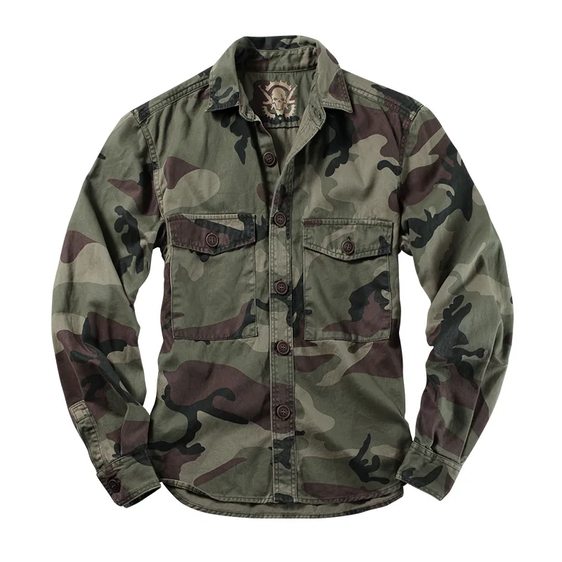 Outdoor Hiking Camouflage Shirts Military Army Fan Cotton Camo Men's Shirt High Quality Long Sleeve Shirts Cargo Jacket